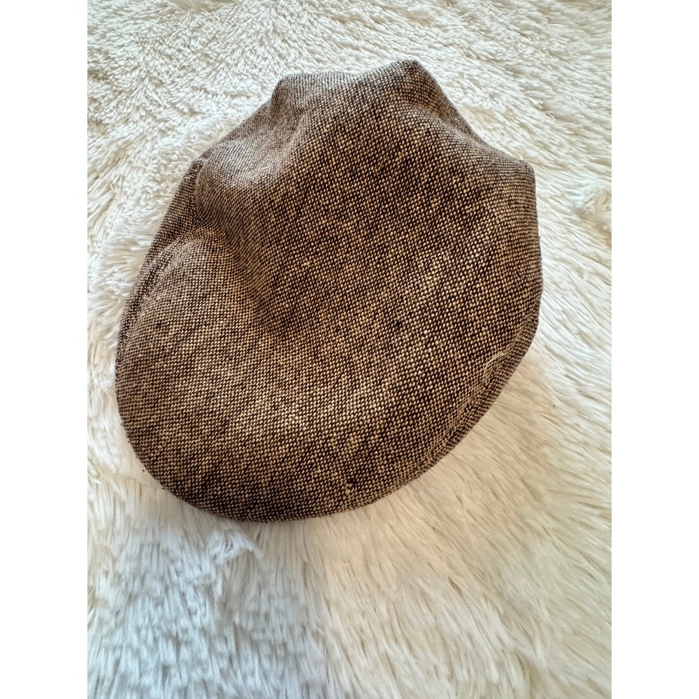 Brixton Hooligan Flat Cap Brown Tan Tweed Newsboy Snap Brim Hat Small